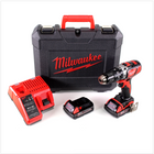 Milwaukee M18 BPD Set 1C - 152C 18 V Akku Schlag Bohr Schrauber im Transportkoffer + 2x M18 1,5 Ah Li-Ion Akku + 1x M12-18 C Ladegerät - Toolbrothers