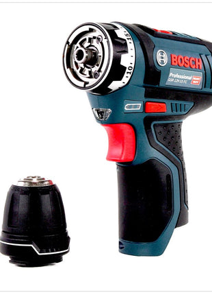 Bosch GSR 12V-15 FC Professional FlexiClick Akku Bohrschrauber mit 2 x 2 Ah Akkus + Lader + 3 tlg. Aufsätze - Set in L-Boxx ( 06019F6000 ) - Toolbrothers