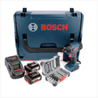 Bosch GDR 18 V-LI 18 V Akku Drehschlagschrauber in L-Boxx + 2x GBA 6 Ah Akku + 1x Bosch GAL 1880 CV Schnellladegerät + Bosch Impact Schrauber Steckschlüssel Bit Set 36 tlg ( 2608522365 ) - Toolbrothers