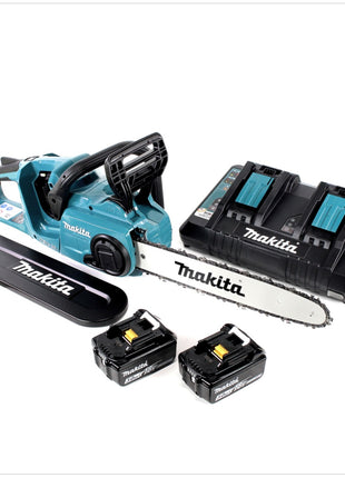 Makita DUC 353 PF2 Akku Kettensäge 36V ( 2x18V ) Brushless 35 cm + 2x 3,0 Ah Akku + Doppelladegerät - Toolbrothers