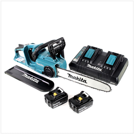 Makita DUC 353 PF2 Akku Kettensäge 36V ( 2x18V ) Brushless 35 cm + 2x 3,0 Ah Akku + Doppelladegerät - Toolbrothers