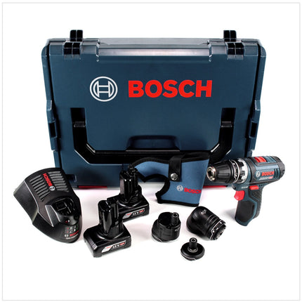 Bosch GSR 12V-15 FC Professional FlexiClick Akku Bohrschrauber mit 2 x 4 Ah Akkus + Lader + 3 tlg. Aufsätze - Set in L-Boxx - Toolbrothers