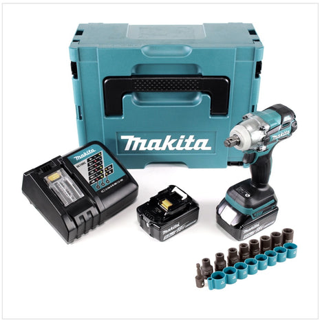 Makita DTW 285 RTJ Akku Schlagschrauber 18V 280Nm 1/2" Brushless + 2x Akku 5,0Ah + Ladegerät + Steckschlüssel-Set + Makpac - Toolbrothers