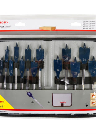 Bosch 13.-tlg. Flachfräsbohrer Set Self 4Cut Speed in Rolltasche ( 2608587010 ) - Toolbrothers