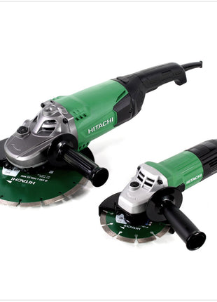 Hitachi Winkelschleifer Set 2.0 G 23ST 230 mm - 2000 W + G 13STA 125 mm - 600 W inkl. 2 x Diamant Trennscheibe - Toolbrothers