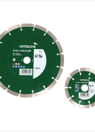 Hitachi Winkelschleifer Set 2.0 G 23ST 230 mm - 2000 W + G 13STA 125 mm - 600 W inkl. 2 x Diamant Trennscheibe - Toolbrothers