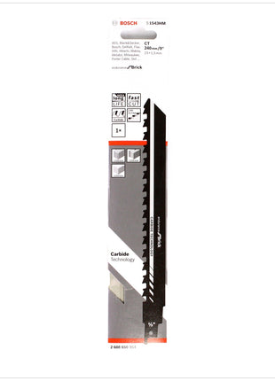 Bosch 5x Säbelsägeblatt S 1543 HM 240mm / 9" zum Sägen in Ziegelstein, Porenbeton, Zementstoffe SET - Toolbrothers