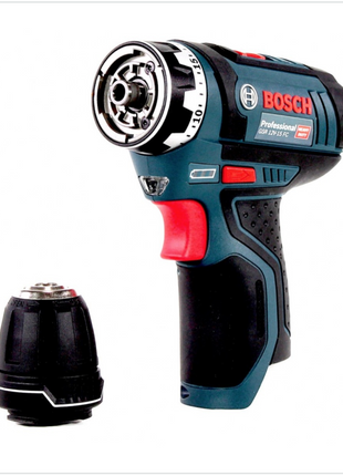 Bosch GSR 12V-15 FC FlexiClick Akku Bohrschrauber + 2 x 2 Ah Akkus + Lader + 3 tlg. Aufsätze - Set in L-Boxx ( 06019F6000 ) + Bosch Bit & Bohrer Set - Toolbrothers