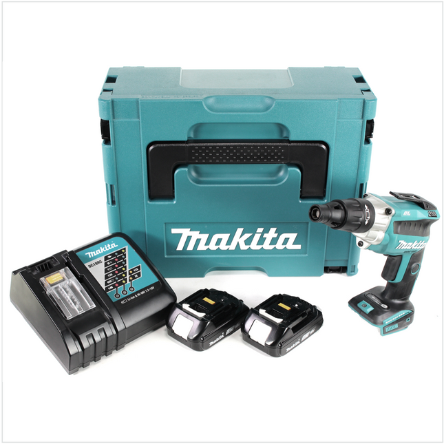 Makita DFS 251 RAJ Akku Trockenbauschrauber 18 V Brushless + 2x Akku 2,0 Ah + Ladegerät + Makpac - Toolbrothers