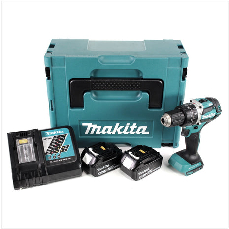 Makita DHP 484 RTJ 18V Brushless Li-Ion Akku Schlagbohrschrauber im Makpac inkl. 2x BL 1850 B 5,0 Ah Akku und DC18RC Ladegerät - Toolbrothers