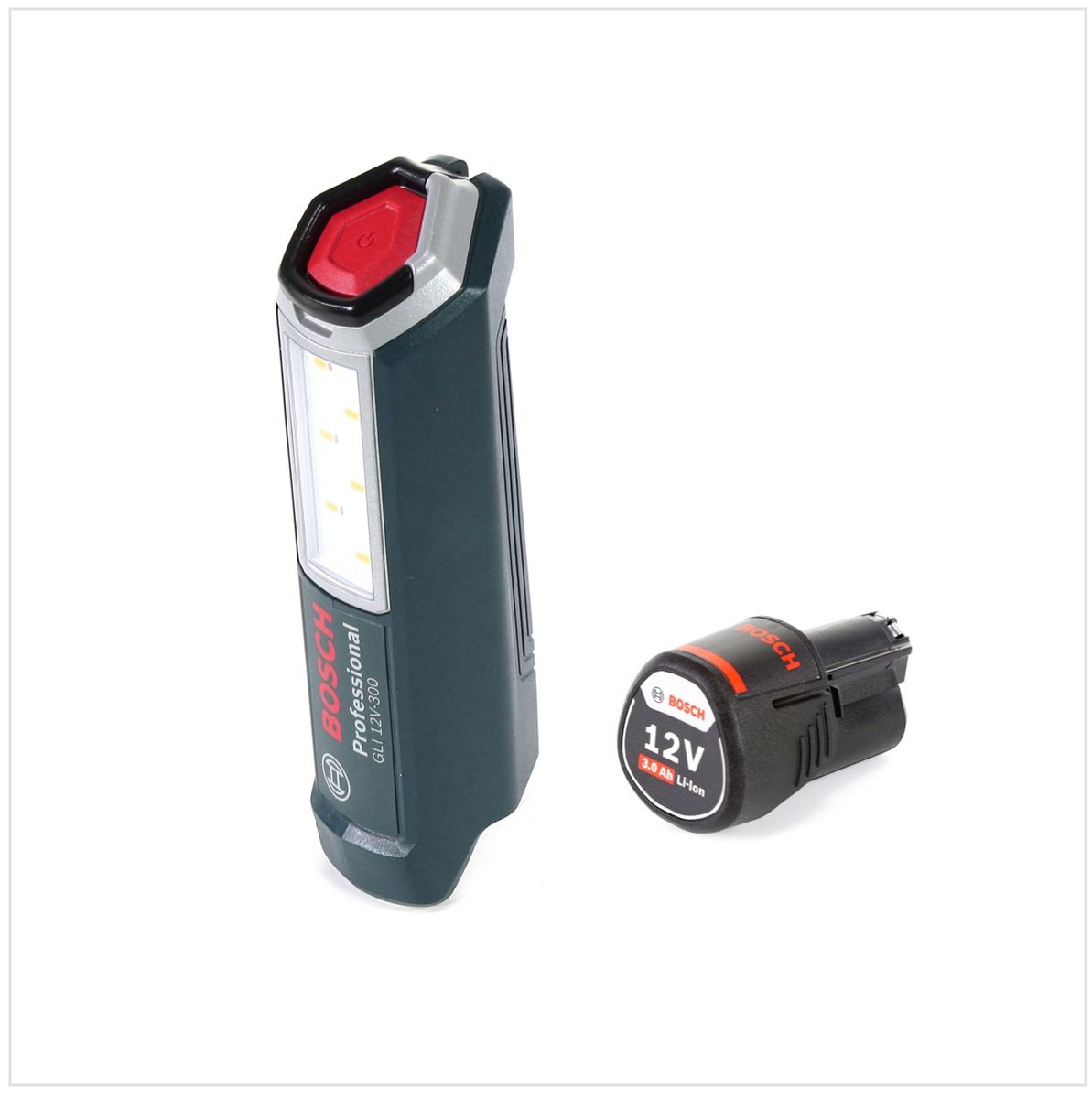 Bosch Professional GLI 12V-300 Lámpara a batería + 1x Batería GBA 12V 3,0 Ah - Sin cargador incluido
