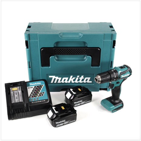 Makita DHP 483 RMJ Akku Schlagbohrschrauber 18V 40Nm im Makpac + 2x 4,0 Ah Akku + Ladegerät