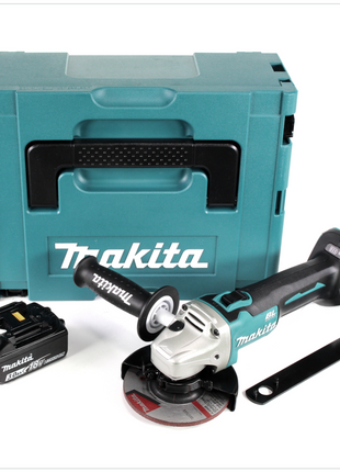 Amoladora angular a batería Makita DGA 504 F1J 18V 125mm sin escobillas + 1x batería 3.0Ah + Makpac - sin cargador