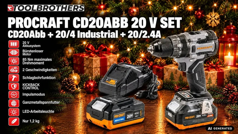 Procraft Industrial CD20Abb Taladro atornillador de impacto a batería 20 V 85 Nm Solo - sin batería, sin cargador