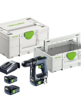 Festool CXS 12 2.5-Plus taladro atornillador a batería 12 V 30 Nm sin escobillas (576864) + 2 baterías 2,5 Ah + cargador + Systainer + Systainer ToolBox SYS3 TB M 137