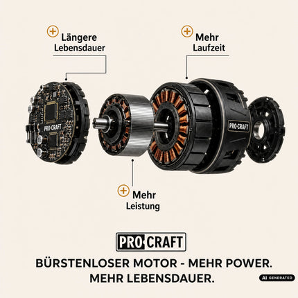 Martillo combinado a batería Procraft Industrial HD20B-BB, 20 V, 5 J, SDS plus, sin escobillas + 1 batería de 2,0 Ah - sin cargador