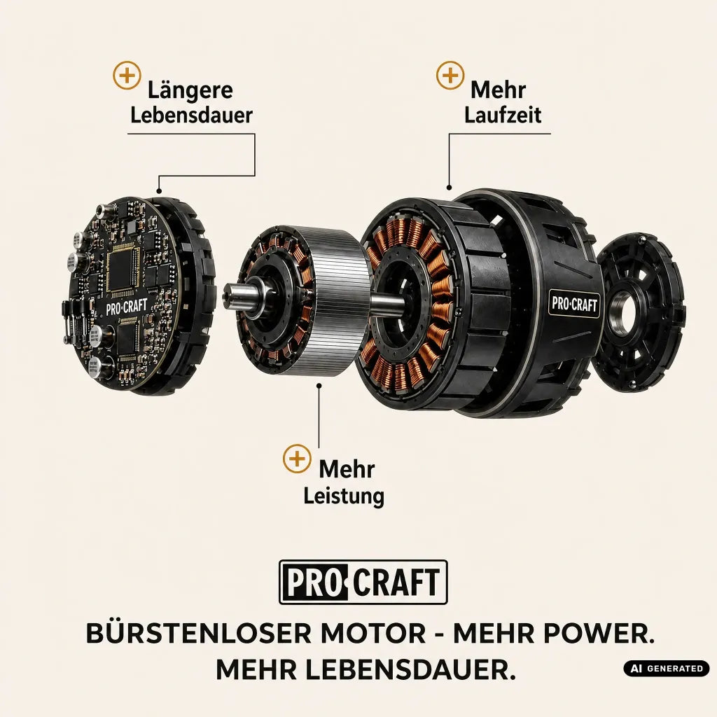 Amoladora angular a batería Procraft Industrial AG125Abb 20 V 125 mm sin escobillas + 2 baterías de 4,0 Ah + cargador + maletín RHINO